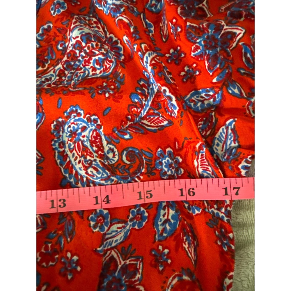 Japna Womens Red Blue Paisley Floral Rayon Maxi Dress V-Neck Smocked Waist L - Picture 7 of 11